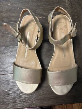 new directions Metallic Gold Open-Toe Ankle Strap Sandals